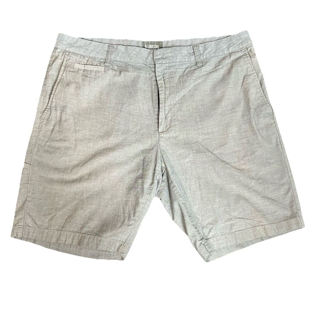 LinkSoul Shorts Mens 38 8” Grey Golf Chino Casual Preppy Logo Pockets